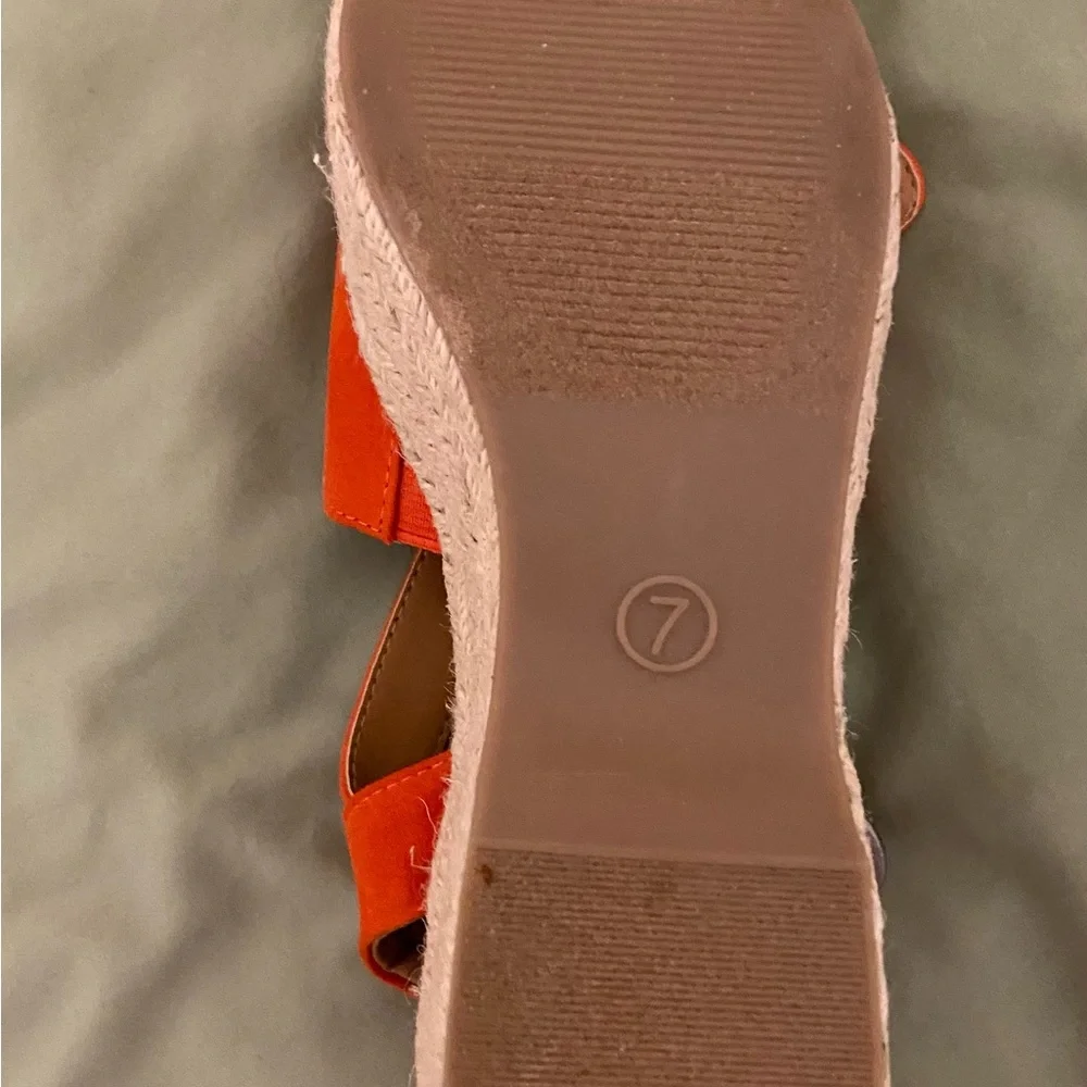 Orange Suede Platform Espadrille Sandals - Picture 4 of 5